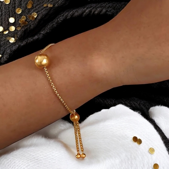 ποΈElegant 18K Gold Plated Beaded Adjustable Bracelet | Minimalist Dainty Chic - Picture 9 of 17